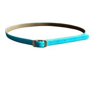 Talbots leather turquoise gold buckle skinny office classic summer belt Medium
